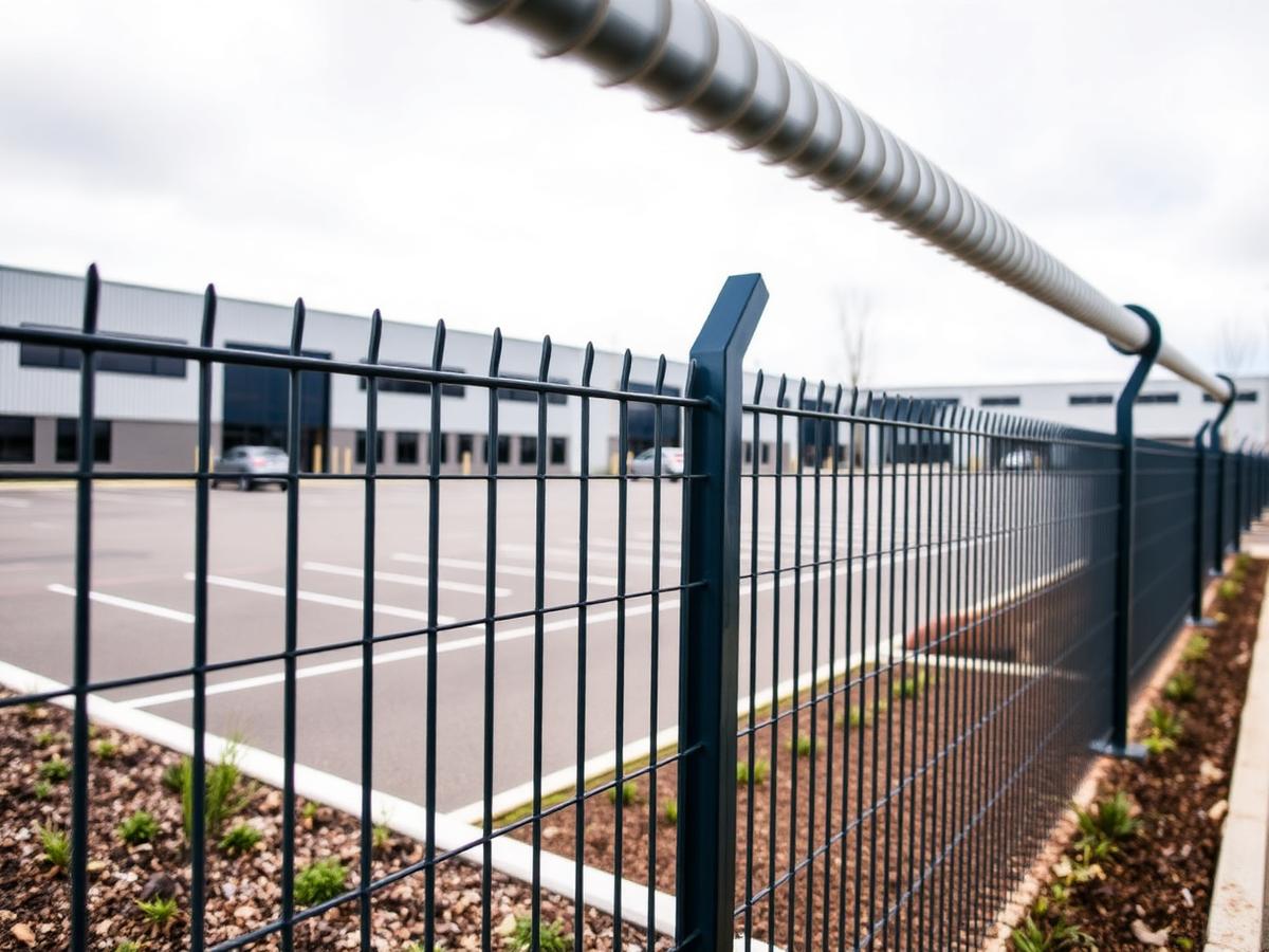 Commercial mesh perimeter fencing at a business park
